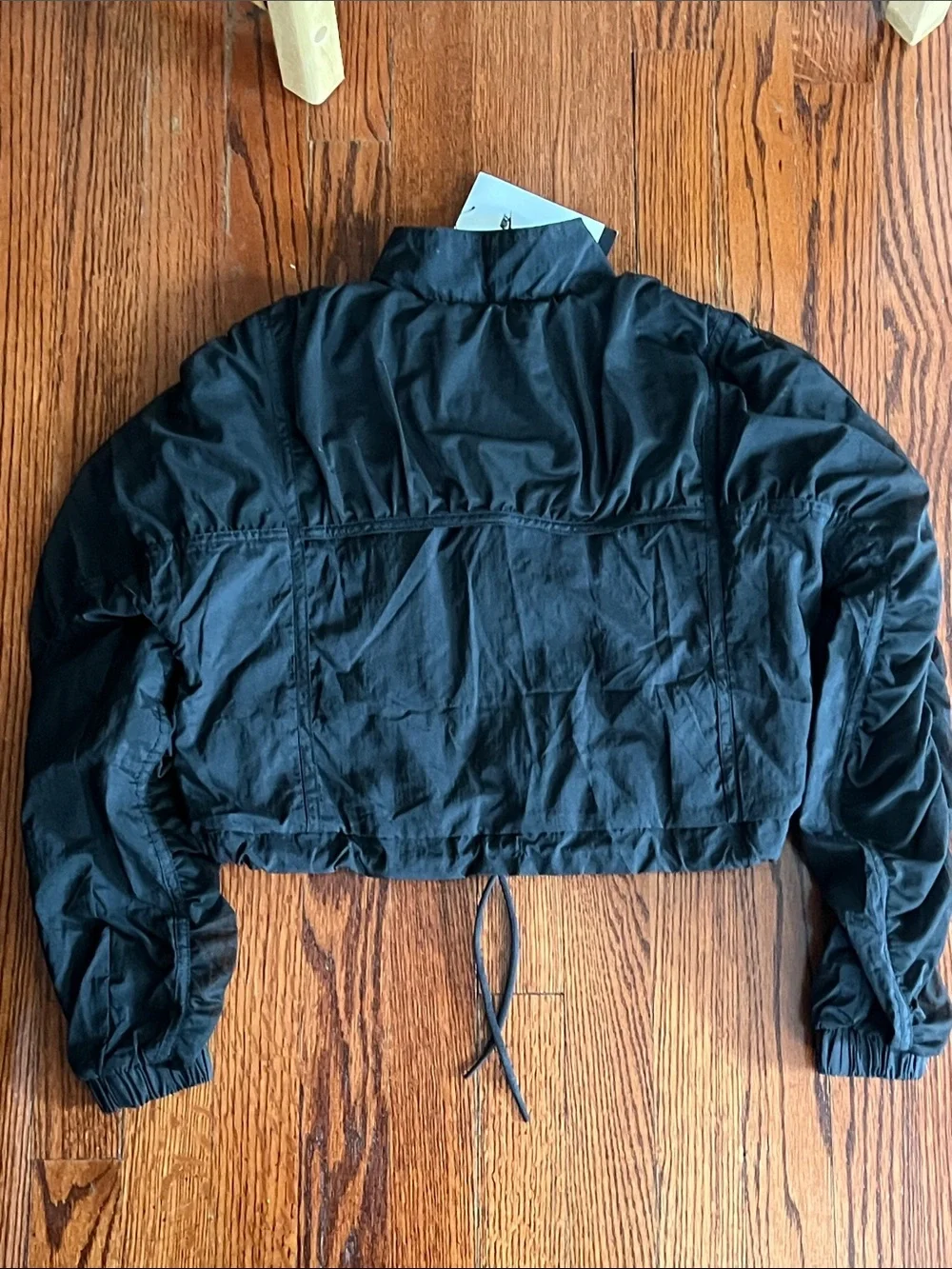 Nike Black Cropped Bomber Jacket with Drawcord Hem girl medium size